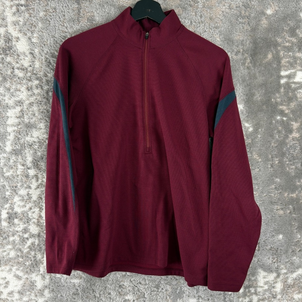 REI Size L Minimalist Athleisure Mock Neck Sweater‎ Burgundy Long Sleeve